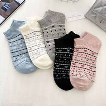 5 Pairs Women's Spring/Summer Thin Ditsy Floral Ankle Socks, Versatile Minimalist Low-Cut Breathable Non-Slip Socks - Multicolor - View 4