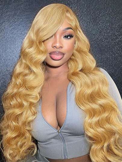 Eulisi Honey Blonde Wig Human Hair 150% Density 13x6 HD Transparent Lace Front Wig Body Wave Hair Pre Plucked Colored 27#, Everyday Elegance, Wigs For Ladies, Lived-In Fullness