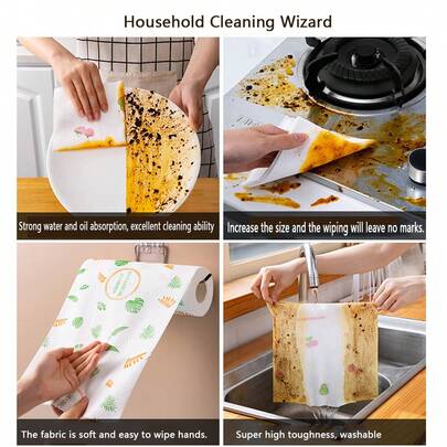 1 pieza Paño de cocina de doble uso seco-húmedo extra grande con tela no tejida gruesa, para eliminar la grasa y limpiar las manos para uso doméstico, camping y picnic. Reutilizable y desechable.