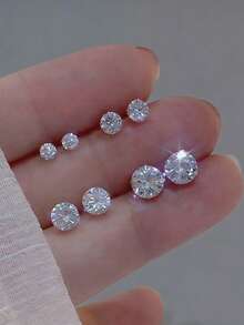 1对/4对 春夏旅行海滩风简约白色水晶耳夹，男女皆宜 - 新款优雅耳环，适合耳洞佩戴，可用于婚礼、生日、斋月活动、母亲节等场合。 - 白色 - 查看 1