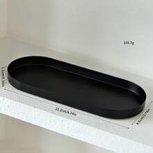 Dual-Color Cosmetic Tray Storage Box - Matte Metal Perfume Ring Skincare Organizer Rack | Modern Bathroom Countertop Decor (Black/White) - None - View 14