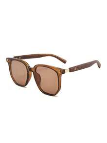 1pc Men's Fashion Fashion Glasses New Retro Square Frame Wood Grain Design Casual Versatile Face-Flattering Daily Commute Outdoor Driving Holiday UV Protection - Multicolor - View 16