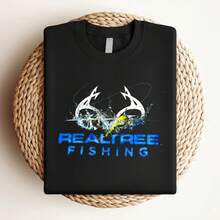 Maglietta da donna con stampa del logo di pesca REALTREE, maglietta da uomo per attività all'aperto, caccia e pesca, taglia large - nero - Visualizzare 3