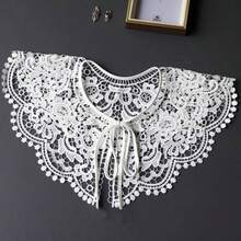 Khăn choàng cổ ren buộc rời màu đen trắng thanh lịch dành cho nữ, thích hợp để trang trí áo len, áo hoodie, áo phông và váy (mùa xuân, thu, đông), phụ kiện trang phục thường ngày. - Nhiều màu - Xem 8