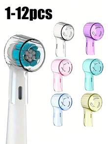 1/3/6/12个装电动牙刷头保护套，便携式牙刷头收纳盒，兼容IO牙刷头，旅行牙刷收纳盒，透气防尘牙刷套，牙刷盒，适合居家日常、户外旅行、商务出行、露营、返校季、夏季旅行等场合，浴室用品，家居用品，个人护理收纳，旅行必备 - 彩色 - 查看 1