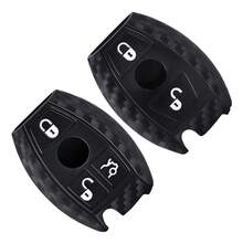 Ốp bảo vệ chìa khóa xe hơi bằng silicon carbon, 2/3 nút bấm cho CLS CLA GL R SLK AMG A B C S. - đen - Xem 1