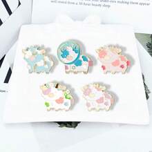 1枚/5枚可爱卡通奶牛珐琅金属胸针，送给朋友和同学的礼物，休闲动物锌合金卡通胸针，四季皆宜 - 彩色 - 查看 8