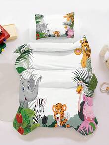 Bộ 2/3 món ga trải giường trẻ em chủ đề động vật rừng rậm, vỏ chăn in hình động vật vườn thú châu Phi dễ thương, bộ ga trải giường mềm mại, thoáng khí kèm vỏ gối, phù hợp cho trẻ em và thanh thiếu niên, bé trai và bé gái, dùng được cả bốn mùa, có khóa kéo, kích thước 140x210cm. - Nhiều màu - Xem 6