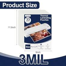 33 PCS 9x11.5 Thermal Laminating Pouches 3mil Plastic Paper Laminate Sheets For 8.5x11 Paper Office School Craft Supplies Clear Glossy Lamination Sheets - 33 件 - 查看 2