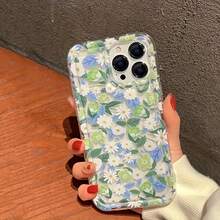 Floral Cushion Shockproof Full Screen Phone Case Compatible With Apple, Suitable As Birthday And Christmas Gift For Girlfriend, Daughter, Couples, Teens, Also Fits Models - شفاف - مشاهدة 2