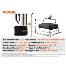 SucceBuy Manual Carpet Sweeper 7.87 In Sweeping Paths 300ml Dustbin Capacity W/ Comb For Home Rugs Hardwood Surfaces Wood Floors - Black - View 8