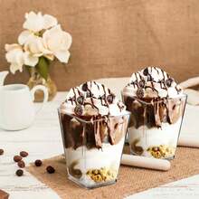 25pcs/50pcs High Trapezoid Mousse Cups, Pudding Cups, Hard Plastic Jelly Cups, Dessert Cups, Cake Cups And Square Cups - View 5