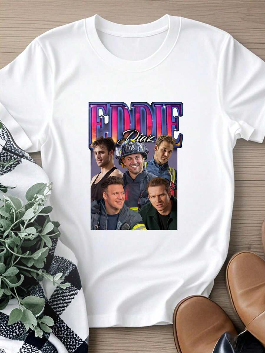 Maglietta da donna con stampa Eddie Diaz, maglia, merchandising per fan, a maniche lunghe o corte - Bianco - Visualizzare 1