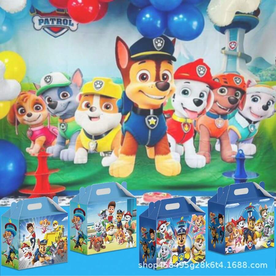 Paw Patrol 12件套时尚礼盒套装，经典英雄人物印花纸盒，非常适合生日派对、礼品袋填充、节日礼物和主题活动包装。 - 彩色 - 查看 1