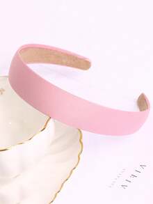 1pc Bright Color Solid Macaroon Wide Headband, Padded Wide Headband Hair Band Hair Hoop Hairband - Pink - View 2