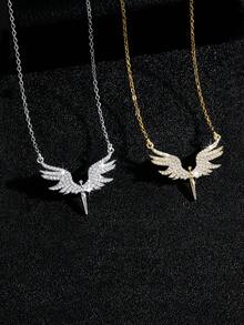 1 pezzo Collana con ciondolo a forma di ali d'angelo in zirconia cubica, design personalizzato punk, estetica alla moda, lunghezza regolabile, adatta per vacanze, occasioni speciali, compleanni, regali e uso quotidiano - Multicolore - Visualizzare 9