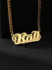 1pc Customized Name Plate Necklace, 18K Gold Stainless Steel, 3 Styles Available, Suitable For Daily Wear, Gift For Valentine's Day, Father's Day, Partner, Boyfriend, Unisex Hip-Hop Street Style - Multicolor - View 10