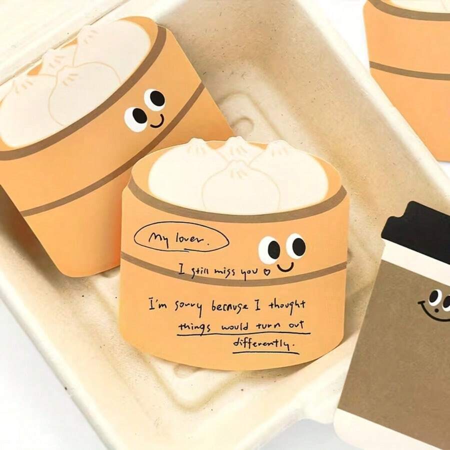 1pc Cute Food-Shaped Memo Pad, Cartoon Pattern Fun And Interesting, Ideal For Reminders And Learning Notes
