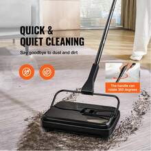 SucceBuy Manual Carpet Sweeper 7.87 In Sweeping Paths 300ml Dustbin Capacity W/ Comb For Home Rugs Hardwood Surfaces Wood Floors - Black - View 3