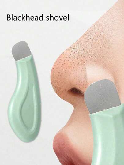 1 dụng cụ nặn mụn đầu đen cầm tay, dụng cụ loại bỏ mụn đầu đen, dụng cụ làm sạch sâu lỗ chân lông, dụng cụ lấy mụn đầu đen, dụng cụ làm sạch lỗ chân lông, dụng cụ lấy mụn cám, dụng cụ loại bỏ mụn đầu trắng, dụng cụ làm sạch da mặt, dụng cụ chăm sóc sắc đẹp, bàn chải chăm sóc da không dùng điện, kết cấu mịn, tay cầm màu xanh bạc hà, dễ cầm nắm, phụ kiện làm sạch lỗ chân lông.