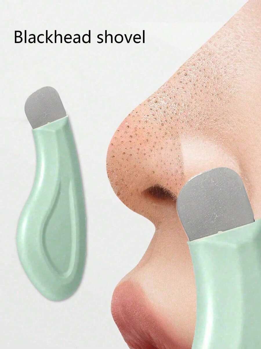 1pc Manual Blackhead Remover, Blackhead Removal Tool, Deep Pore Cleansing Scraper, Blackhead Extractor, Pore Cleansing Master, Comedone Extractor, Whitehead Remover, Facial Cleaning Tool, Beauty Care Tool, Non-Electric Skin Care Brush, Smooth Texture, Mint Green Handle, Easy To Grip, Pore Cleansing Accessory