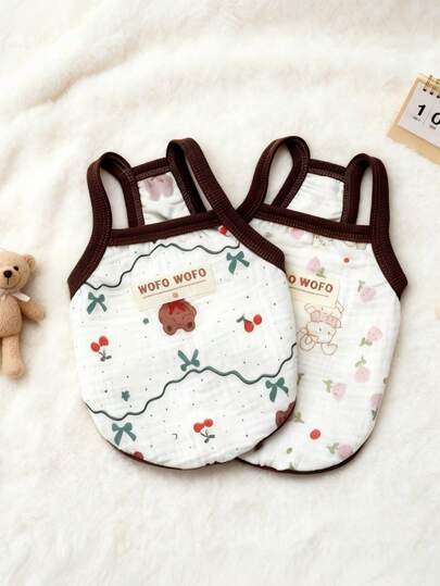 1件春夏新款宠物背心，舒适的犬猫背带，适合贵宾犬、马尔济斯犬、吉娃娃、泰迪犬和其他中小型宠物日常、居家、户外活动穿着。