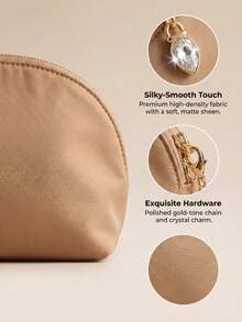 Burberry 1个拉链封口中号米色尼龙收纳包 - 英伦经典简约风格，压纹Logo细节，弧形贝壳造型，多功能化妆包，适合旅行和日常使用 - 棕色 - 查看 4