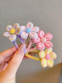 2件装女士花朵草莓发夹，刘海侧夹，布艺花朵发饰 - 彩色 - 查看 4