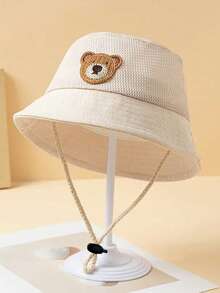 Mũ tai bèo trẻ em màu trơn hình gấu, dễ thương và thời trang cho bé trai và bé gái, phù hợp cho mặc hàng ngày và dự tiệc, mùa xuân/hè. - Màu be - Xem 9