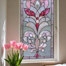 1/5 piezas Película de ventana con patrón geométrico de abanico. Reutilizable, impermeable, adhesivo estático para vidrio, adecuado para decoración de baño, dormitorio, oficina y cocina. - Multicolor - Ver 8