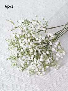 1/6/10 Stück weiße Schleierkraut Künstliche Blumen, Fake Schleierkraut Großpackung, mit Kunststoffstängeln, für Heimdekoration, Tischdekoration, DIY Blumenarrangements, Hochzeits- und Festdekoration, Raumdekoration - Weiss - Übersicht 8