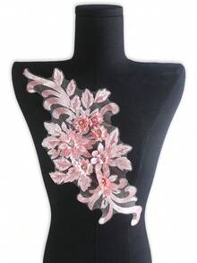 15pcs/Pack Assorted Color Mesh Lace Embroidered Crystal Beaded Handmade Applique, DIY Clothing Accessory, Bridal Dress Decor, Length: 40cm, Width: 17cm - A - View 3