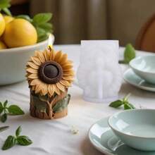 Sunflower Scented Candle Silicone Mold, DIY Creative Sunflower Tree Trunk Shaped Candle Silicone Mold - White - View 2
