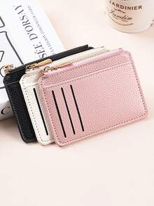 Slim Minimalist Solid Color Zipper Wallet - Synthetic PU Leather | Credit Card Slots & Coin Pouch | Fashionable Compact Design - Perfect Gift For Birthday, Holiday And Daily Use, Essential Daily Wallet - Multicolor - View 8