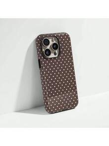 Pink & Brown Polka Dot Phone Case, Cute Aesthetic Y2K Style, Compatible With 17/16/15/14/13/12/11 Pro Max - Multicolor - View 4