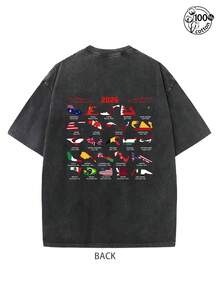 The 2026 F1 Season Track Map Theme Features An Old-Fashioned Washed Short-Sleeved Shirt, Suitable For Outdoor Wear In All Seasons. It Is A Must-Have Choice For Fans To Gather, Eye-Catching, Fashionable And Comfortable. The Short-Sleeved Design, Men's Short-Sleeved Shirt, Women's Short-Sleeved Shirt, Perfectly Integrates Into The Racing Spirit, Full Of Nostalgia. It Is The Perfect Gift For Friends, Family, Lovers, Girlfriends, Boyfriends, Highlighting Fashionable Personality - 黑色 - 查看 3