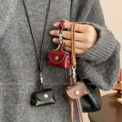 Small And Cute Leather Bag/Pouch For Storing Coins, Necklaces, Earphones, And As An Accessory – Multifunctional And Portable, Can Also Be Used As A Necklace Bag.