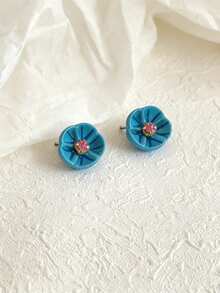 1对小巧可爱时尚小众水钻花朵耳钉，百搭日常及节日佩戴，女士 - 花朵 - 查看 7