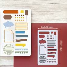 Reusable Journal Stencils 15 Pcs, 4x7 Inch Planner Drawing Templates, Bullet Journal Scrapbook Notebook Decor Tools - 15pcs - View 3