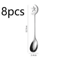 2/4/6/8pcs Stainless Steel Coffee Spoons, Moon & Star Shaped Dessert Spoons, Suitable For Afternoon Tea, Ramadan Gift - Silver - View 6