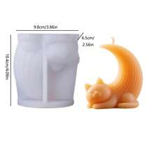 Silicone Mold For DIY Cute Cat & Moon Shaped Candle, Candle Making Mold - White - View 5