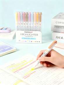 AOPO 5 Colors/10 Colors/15 Colors - Fluorescent Highlighter Set Soft Water-Based Dual-Tip Marker Pens For Marking, Note-Taking, Drawing, Bullet Journaling, Diary, Student Stationery And Office Supplies, Back To School - Sets - View 9