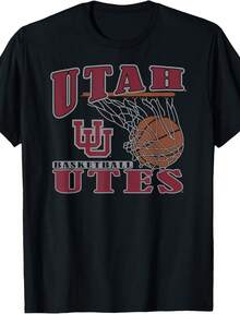 Utah Utes Basketball Vintage Lift Officially Licensed T-Shirt - Black - View 1