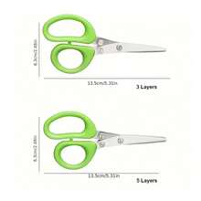 Tijeras multiusos de acero inoxidable para cebolletas verdes, herramienta de corte de hierbas de cocina de 3 capas/5 capas - Multicolor - Ver 6