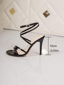 Women's Elegant Fashion Versatile Solid Color Casual Outdoor Party Beach Sandals - Black - View 5