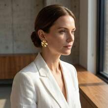 Round Wave-Shaped Earrings, With A Simple Geometric Style, Suitable For Both Parties And Daily Wear - Gold - View 4