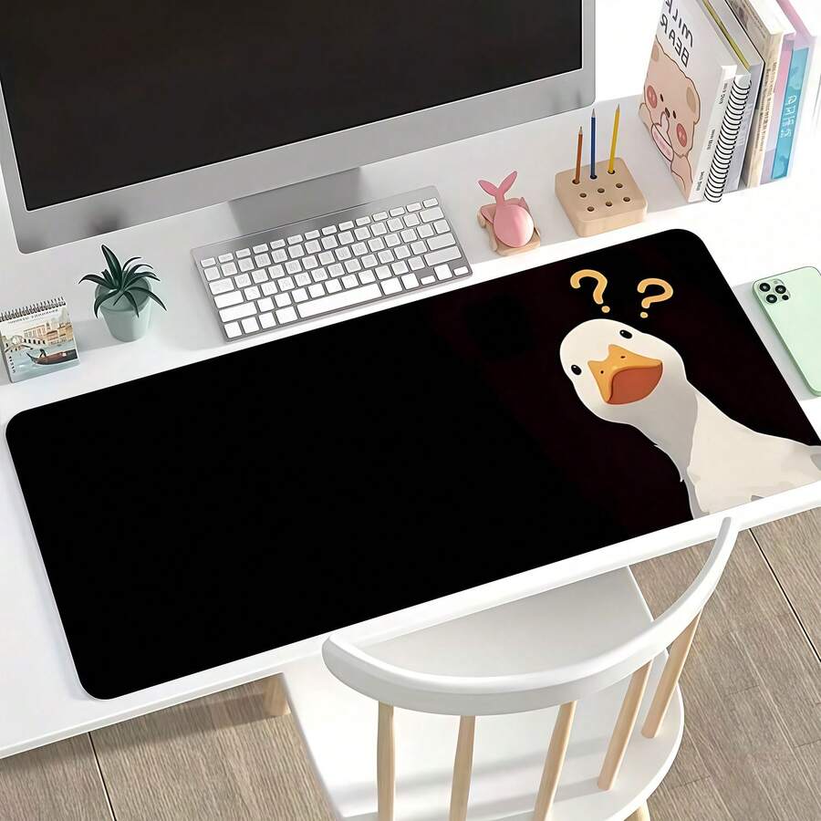 1 tấm lót chuột hình vịt dễ thương, thiết kế vịt dấu hỏi, tấm lót chuột máy tính cỡ lớn, đế chống trượt bằng silicon, phù hợp với chuột và bàn phím không dây, lý tưởng cho người chơi game văn phòng và tại nhà. Tấm lót chuột, tấm lót bàn phím, tấm lót chuột chơi game, phụ kiện chơi game, phụ kiện bàn làm việc văn phòng. - Con vịt bối rối, màu xanh đậm - Xem 1