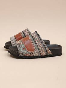 Một đôi dép lê dệt mùa hè cho bé gái, mẫu mới năm 2026 với họa tiết hình học dệt bằng da mềm mại, kiểu dáng giản dị, đa năng, thích hợp cho trẻ em đi biển hàng ngày hoặc đi nghỉ mát ở biển. - Nhiều màu - Xem 8