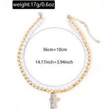 A Baroque Faux Pearl Necklace Diamond Cross Pendant Clavicle Chain Suitable For Women Daily Wear - Multicolor - View 6