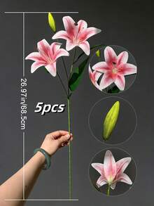 1pc/3pcs/5pcs 34cm Artificial White Silk Lily Flowers, Suitable For Home Decor, Wedding Bouquets, Birthday Parties, Tablescapes, Garden Decor, Wedding Ceremonies, And Bridal Bouquets, High-Quality Artificial Floral Decoration - Multicolor - View 16